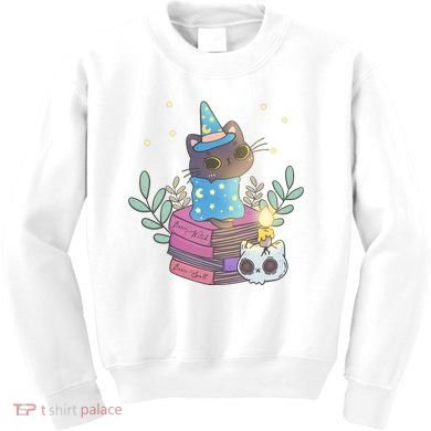 Cute Halloween Witch Cat Kids Sweatshirt