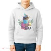 Cute Halloween Witch Cat Kids Hoodie thumb 4
