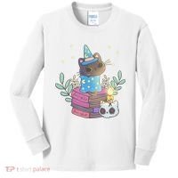 Cute Halloween Witch Cat Kids Long Sleeve Shirt thumb 0