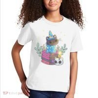 Cute Halloween Witch Cat Kids T-Shirt thumb 2