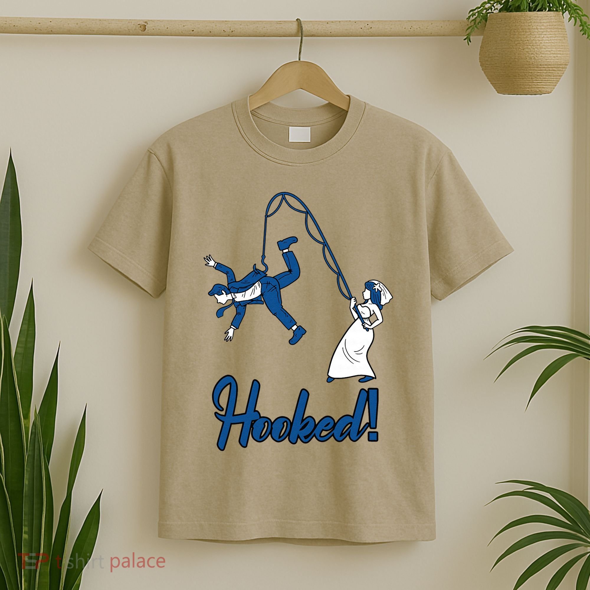 Cute Hooked Wife Fishing Groom Funny Bachelors Party Gift T-Shirt