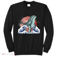 cute Humpback whale waves sea Japanese style Sweatshirt thumb 0