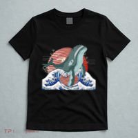 cute Humpback whale waves sea Japanese style T-Shirt thumb 5