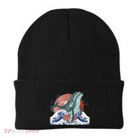 cute Humpback whale waves sea Japanese style Beanie thumb 0