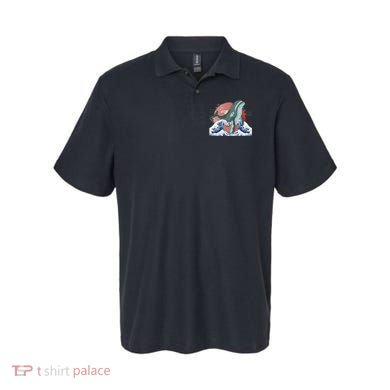 cute Humpback whale waves sea Japanese style Polo