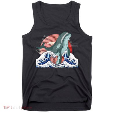 cute Humpback whale waves sea Japanese style Tank Top