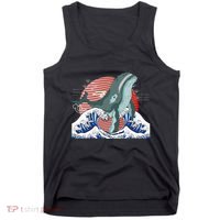 cute Humpback whale waves sea Japanese style Tank Top thumb 0