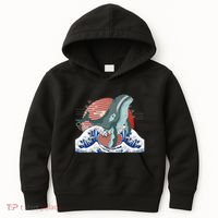 cute Humpback whale waves sea Japanese style Kids Hoodie thumb 0