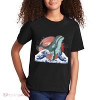 cute Humpback whale waves sea Japanese style Kids T-Shirt thumb 2