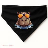 Cool Hippo With Sunglasses For Funny Animals Costume USA-Made Doggie Bandana thumb 0