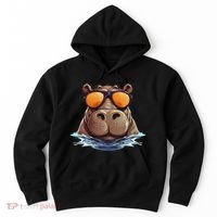 Cool Hippo With Sunglasses For Funny Animals Costume Hoodie thumb 0