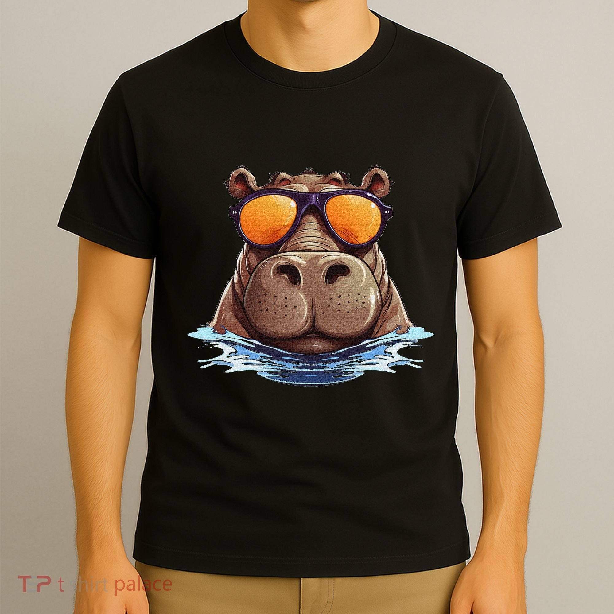 Cool Hippo With Sunglasses For Funny Animals Costume T-Shirt