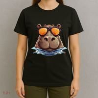 Cool Hippo With Sunglasses For Funny Animals Costume T-Shirt thumb 4