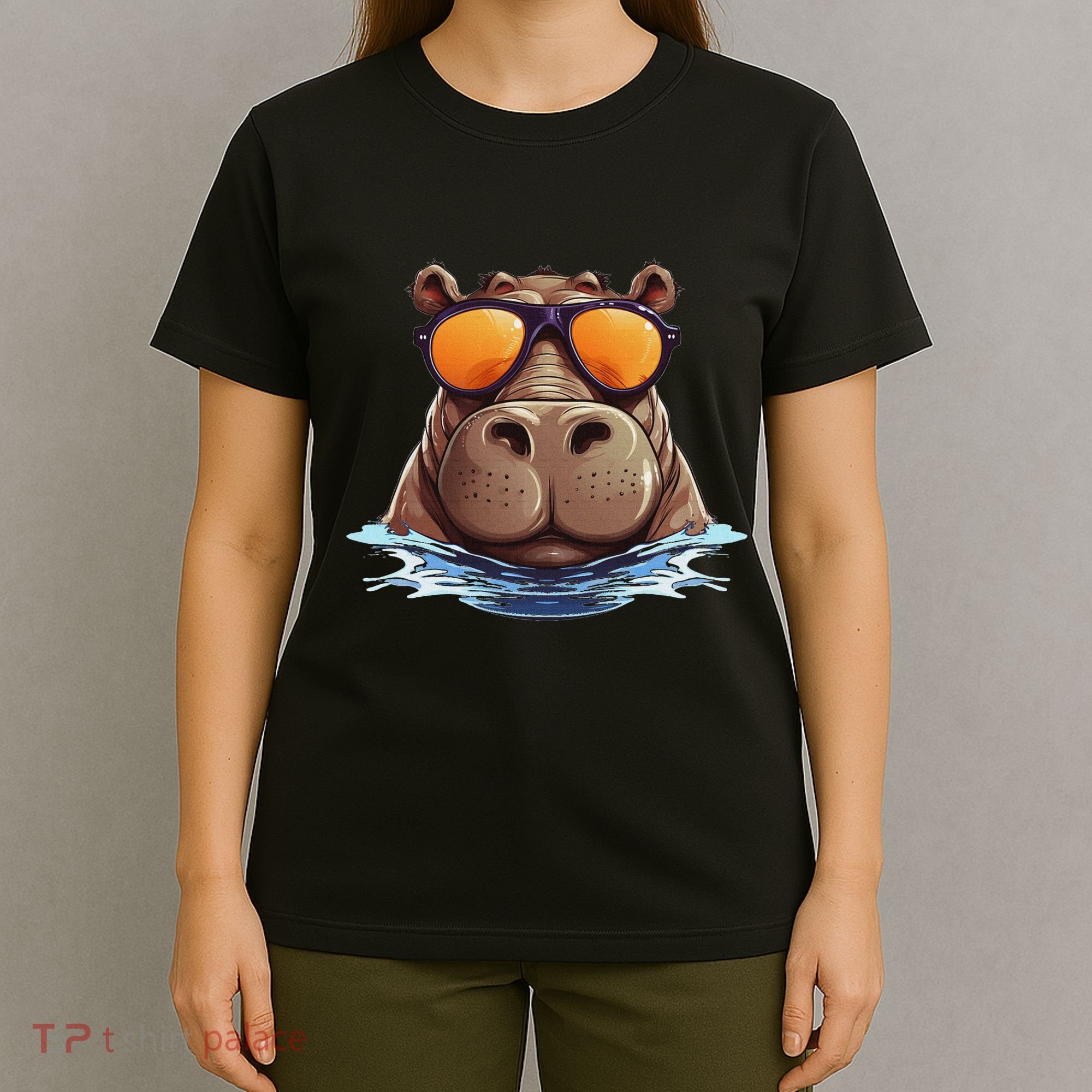 Cool Hippo With Sunglasses For Funny Animals Costume T-Shirt
