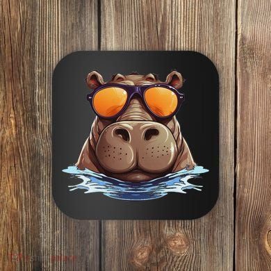 Cool Hippo With Sunglasses For Funny Animals Costume Coaster