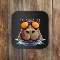 Cool Hippo With Sunglasses For Funny Animals Costume Coaster thumb 0