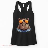Cool Hippo With Sunglasses For Funny Animals Costume Women's Tank Top thumb 0