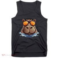 Cool Hippo With Sunglasses For Funny Animals Costume Tank Top thumb 0
