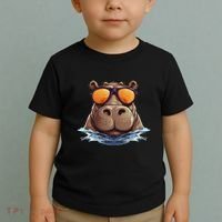 Cool Hippo With Sunglasses For Funny Animals Costume Toddler T-Shirt thumb 2