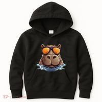 Cool Hippo With Sunglasses For Funny Animals Costume Kids Hoodie thumb 0