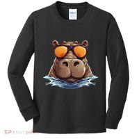 Cool Hippo With Sunglasses For Funny Animals Costume Kids Long Sleeve Shirt thumb 0