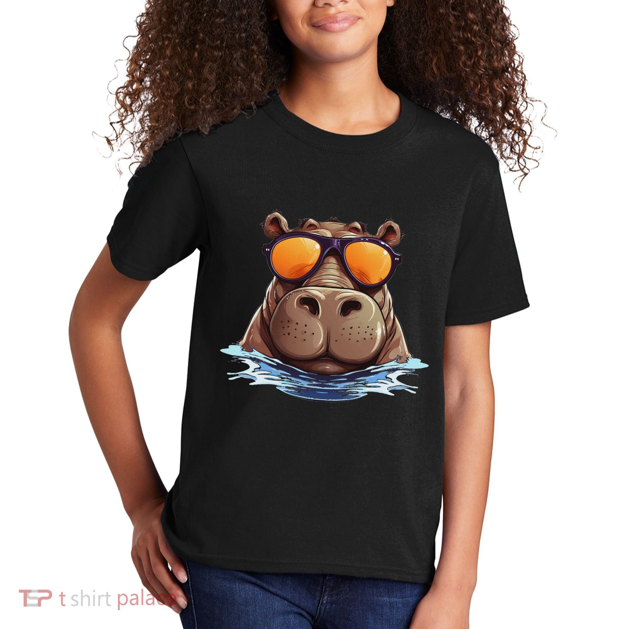 Cool Hippo With Sunglasses For Funny Animals Costume Kids T-Shirt