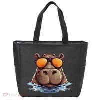 Cool Hippo With Sunglasses For Funny Animals Costume Tote Bag thumb 0