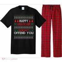 Christmas Happy Whatever Doesn't Offend You Ugly Christmas Sweater Pajama Set thumb 0
