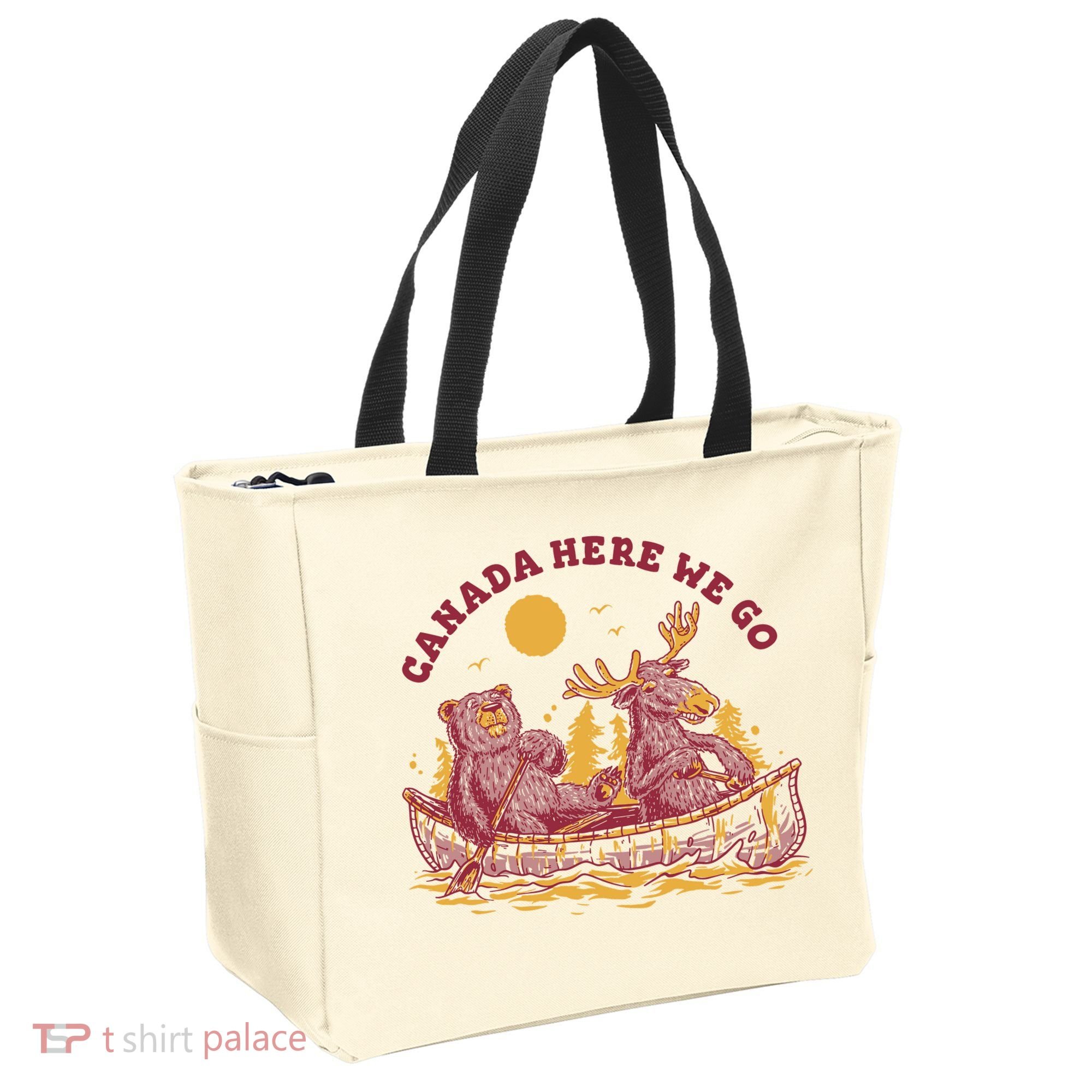 Canada Here We Go Bear And Moose Tote Bag