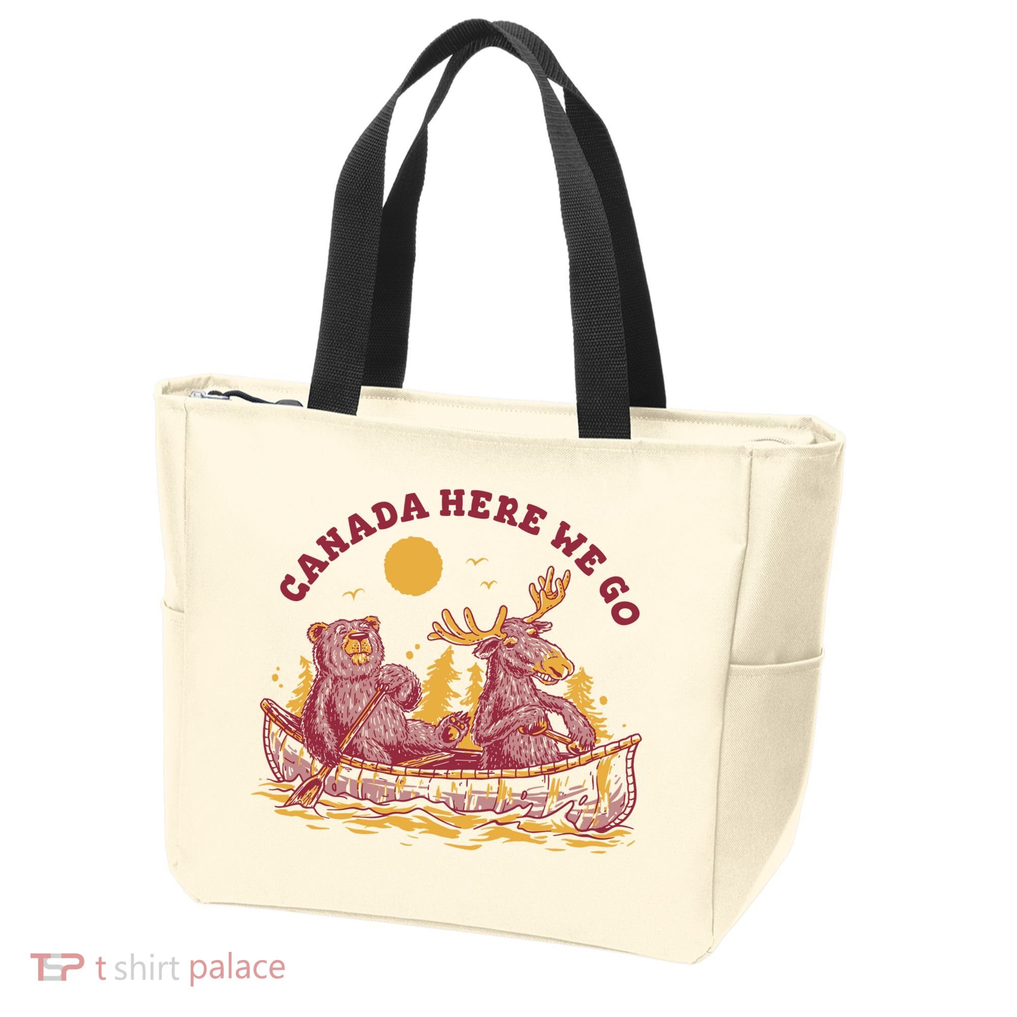 Canada Here We Go Bear And Moose Tote Bag