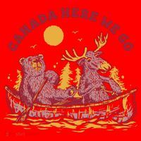Canada Here We Go Bear And Moose Santa Hat thumb 1