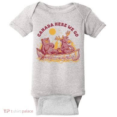 Canada Here We Go Bear And Moose Baby Bodysuit