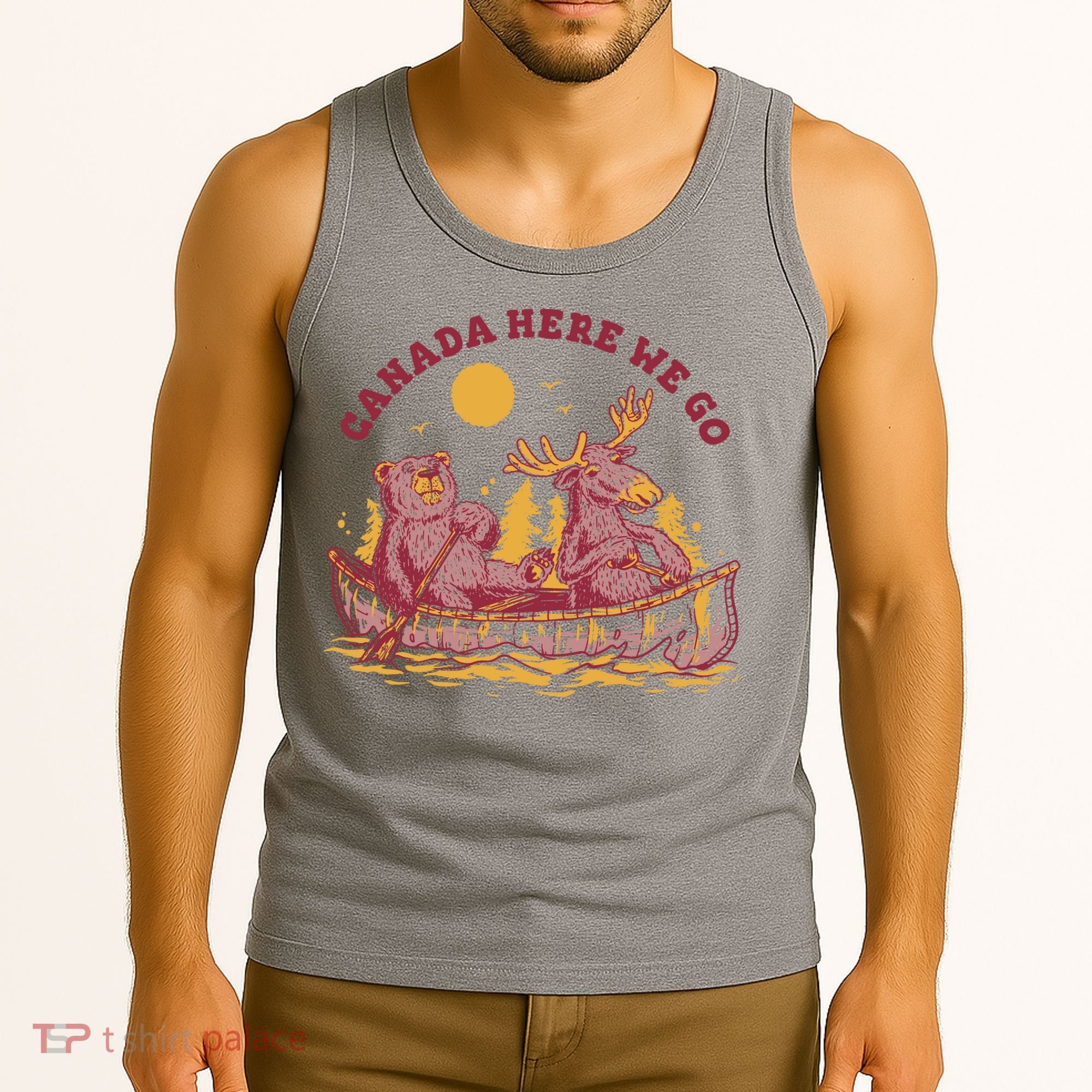 Canada Here We Go Bear And Moose Tank Top