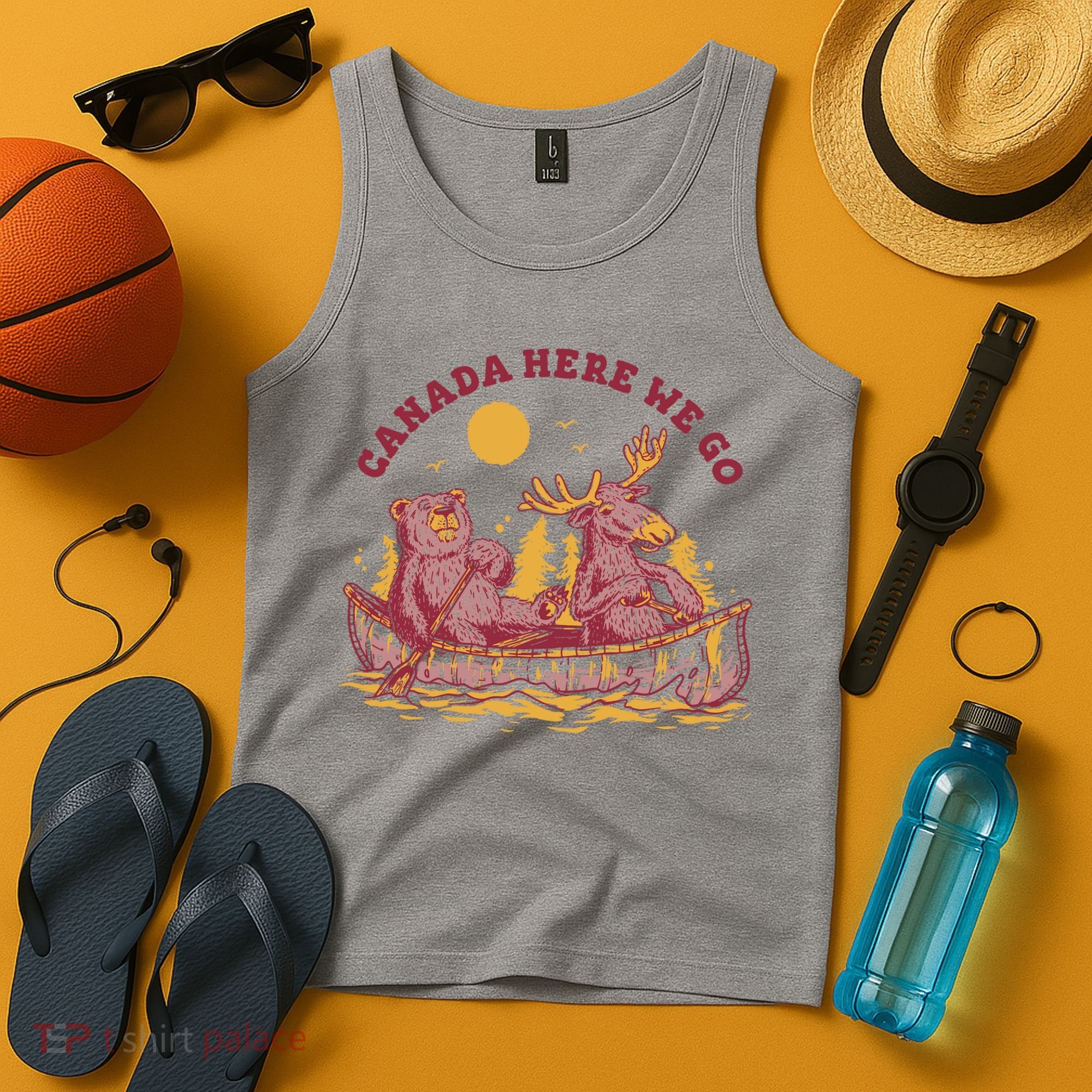 Canada Here We Go Bear And Moose Tank Top