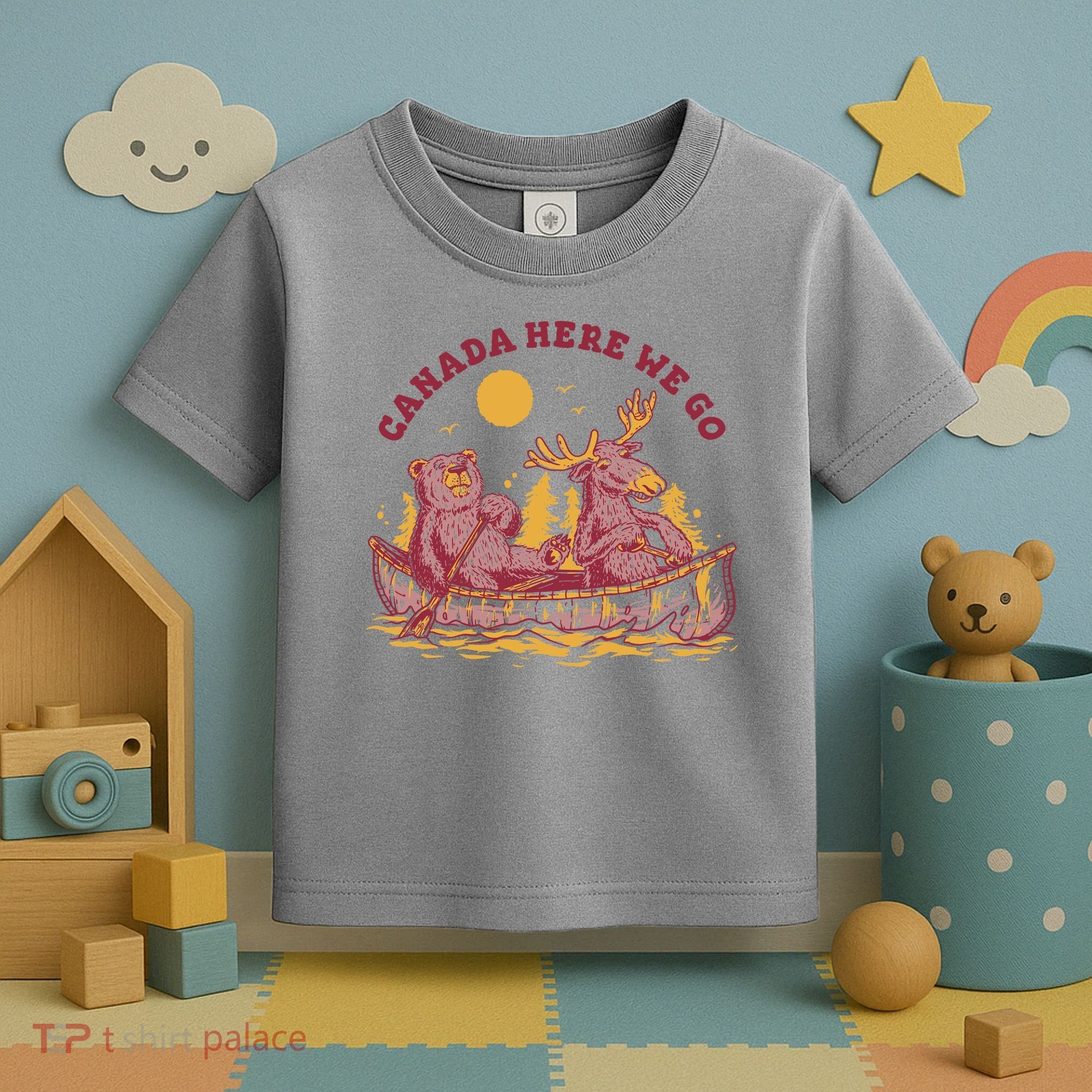 Canada Here We Go Bear And Moose Toddler T-Shirt