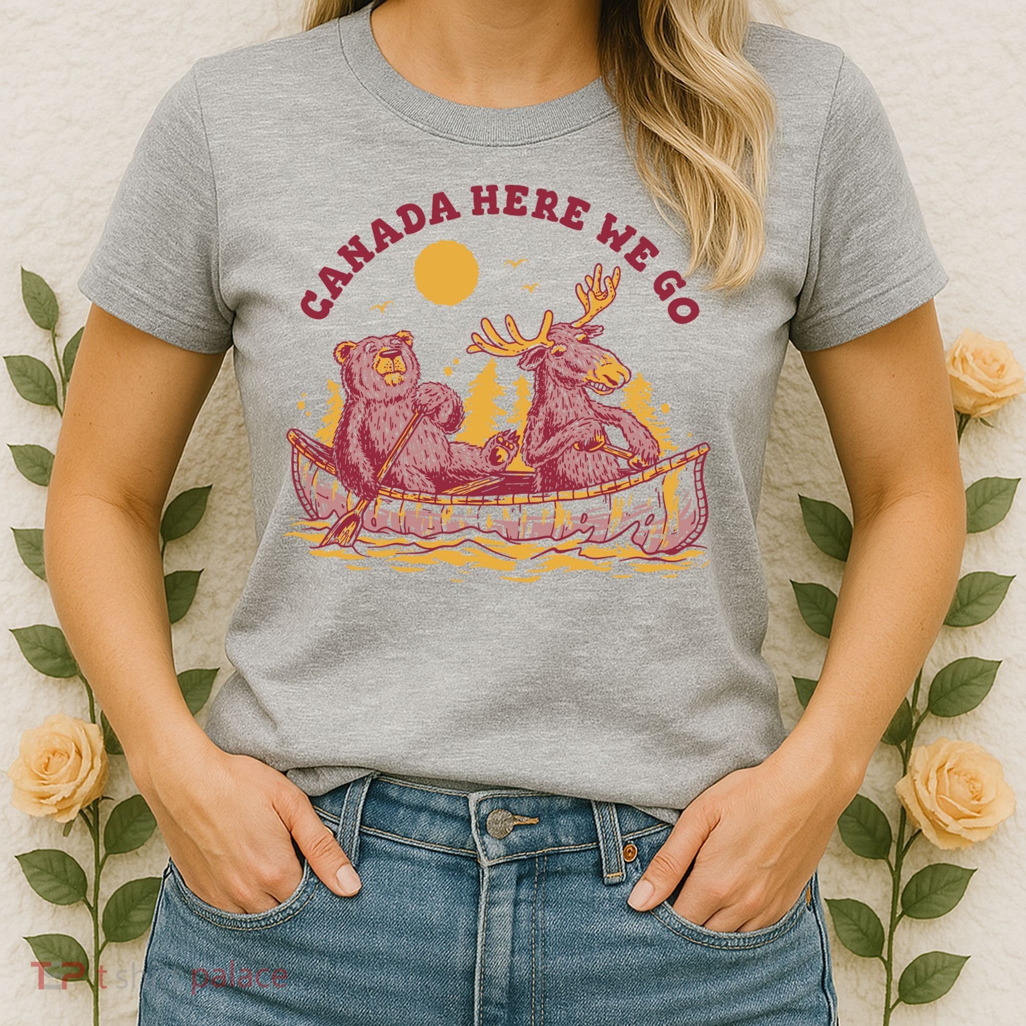 Canada Here We Go Bear And Moose Women's T-Shirt