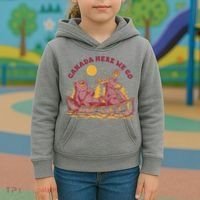 Canada Here We Go Bear And Moose Kids Hoodie thumb 3