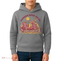 Canada Here We Go Bear And Moose Kids Hoodie thumb 4
