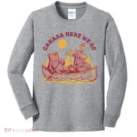 Canada Here We Go Bear And Moose Kids Long Sleeve Shirt thumb 0