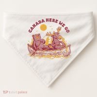 Canada Here We Go Bear And Moose USA-Made Doggie Bandana thumb 0