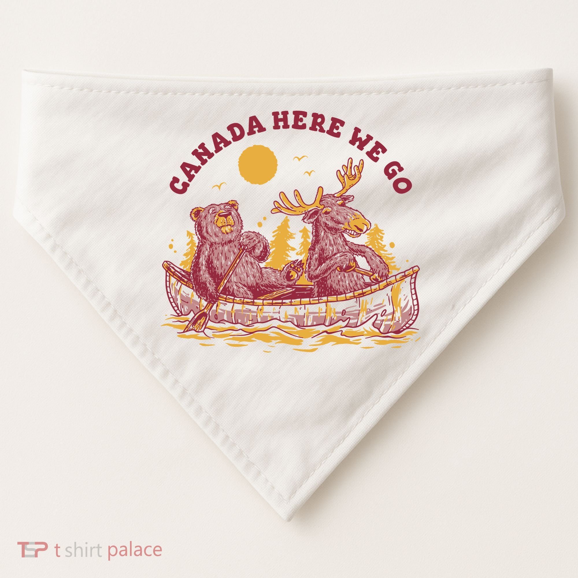 Canada Here We Go Bear And Moose USA-Made Doggie Bandana