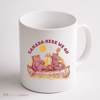 Canada Here We Go Bear And Moose Coffee Mug back