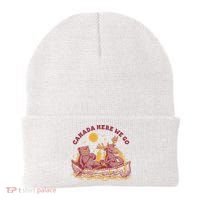 Canada Here We Go Bear And Moose Beanie thumb 0