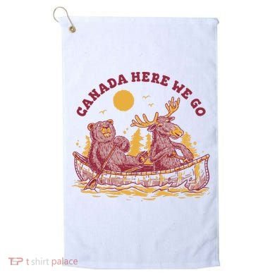 Canada Here We Go Bear And Moose Golf Towel
