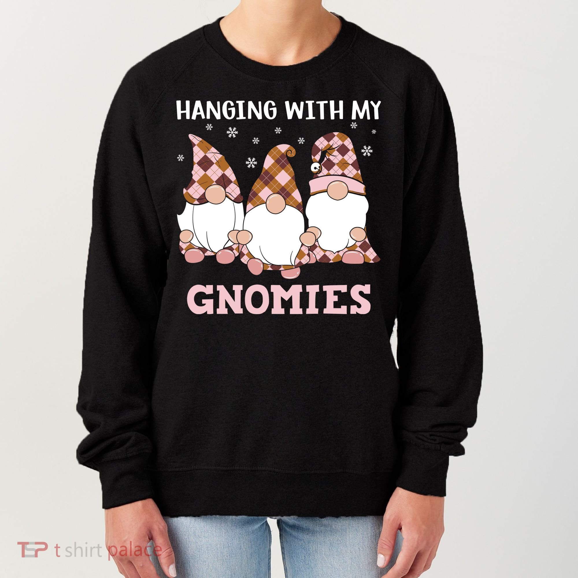 Christmas Hanging With Gnomies Gnome Pink Leopard Women's Sweatshirt