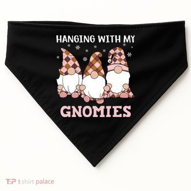 Christmas Hanging With Gnomies Gnome Pink Leopard USA-Made Doggie Bandana