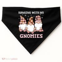 Christmas Hanging With Gnomies Gnome Pink Leopard USA-Made Doggie Bandana thumb 0