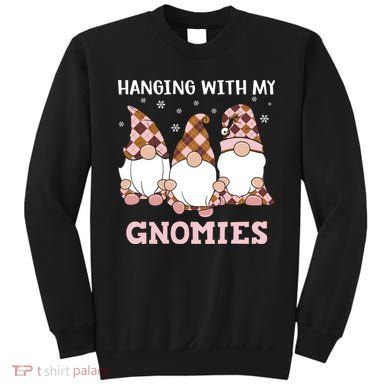 Christmas Hanging With Gnomies Gnome Pink Leopard Sweatshirt