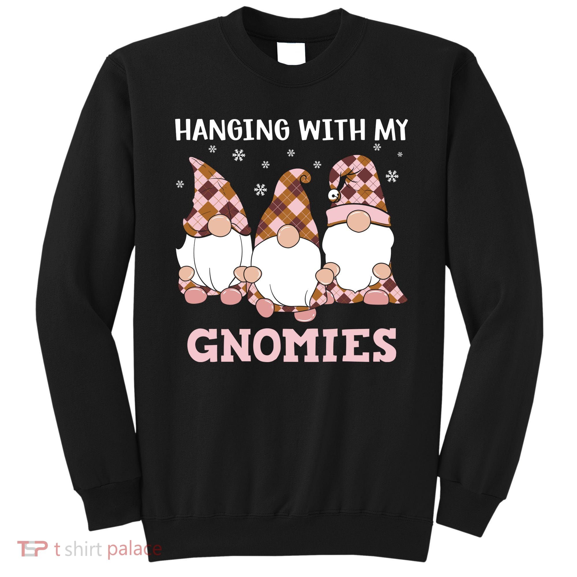 Christmas Hanging With Gnomies Gnome Pink Leopard Sweatshirt