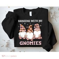 Christmas Hanging With Gnomies Gnome Pink Leopard Sweatshirt thumb 2